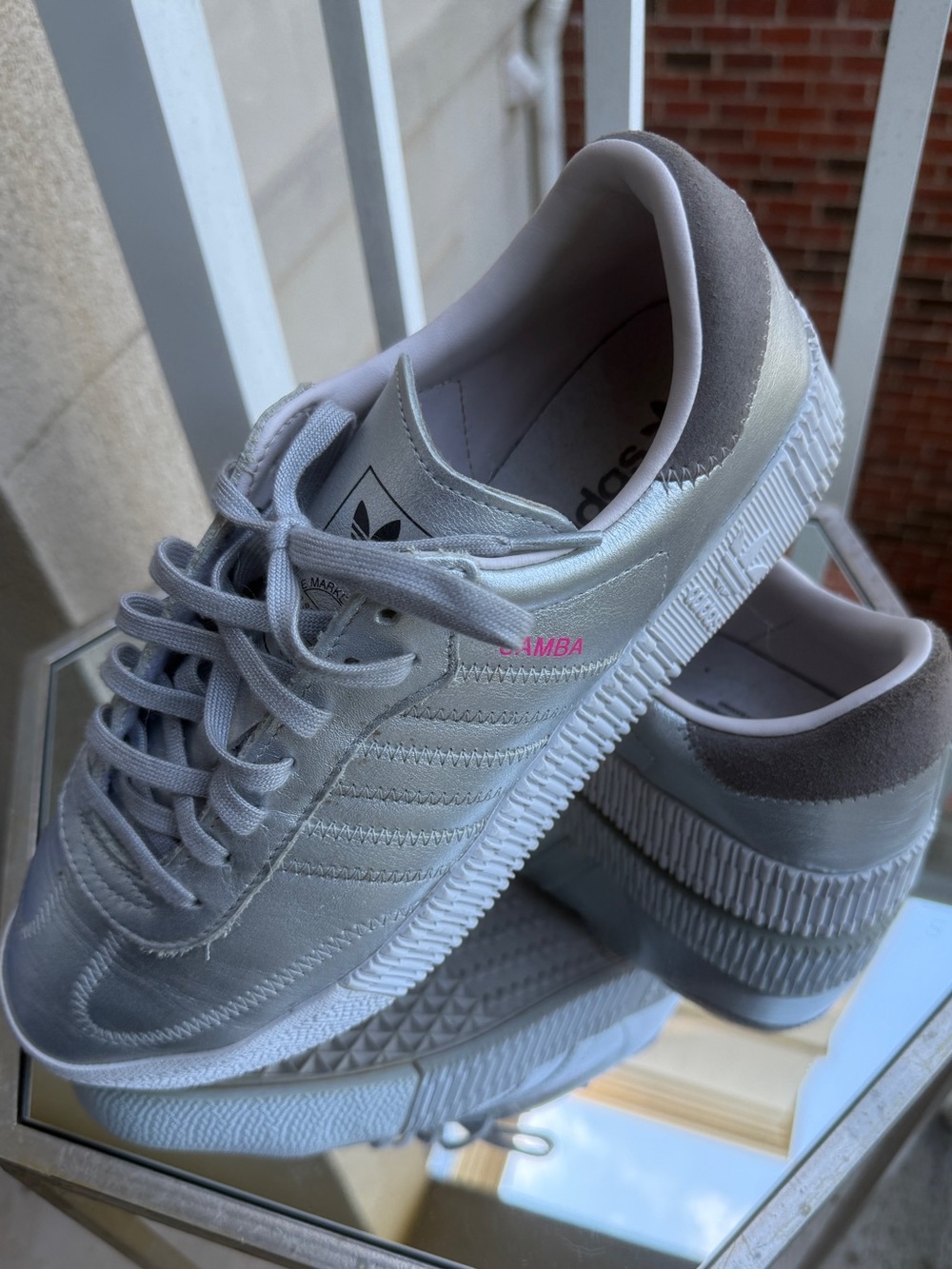 adidas Samba Rose Platform Silver Metallic Sneakers Women’s 10